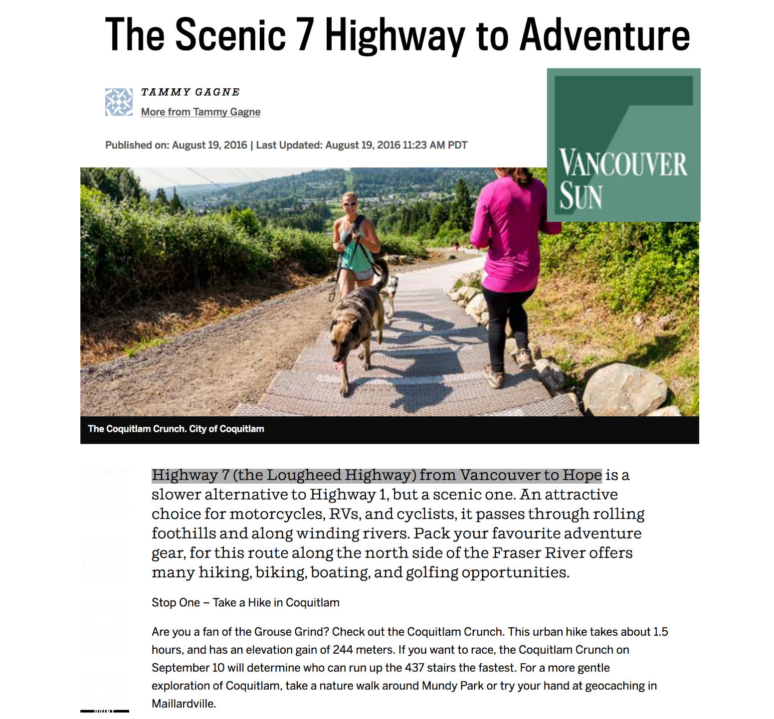 news article in Vancouver sun