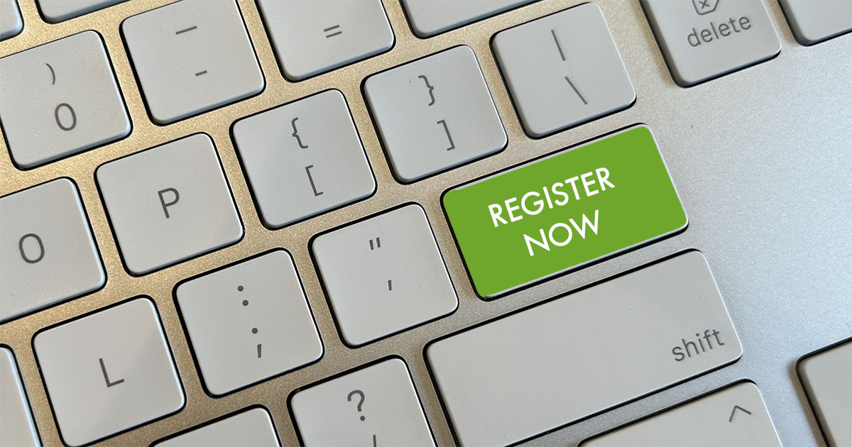 image of keyboard with enter button in green and the words Register Now