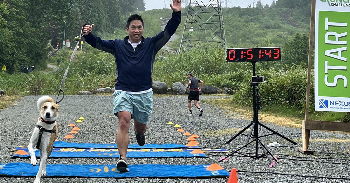 finisher.with.Dog Coquitlam Crunch Challenge finisher with Dog